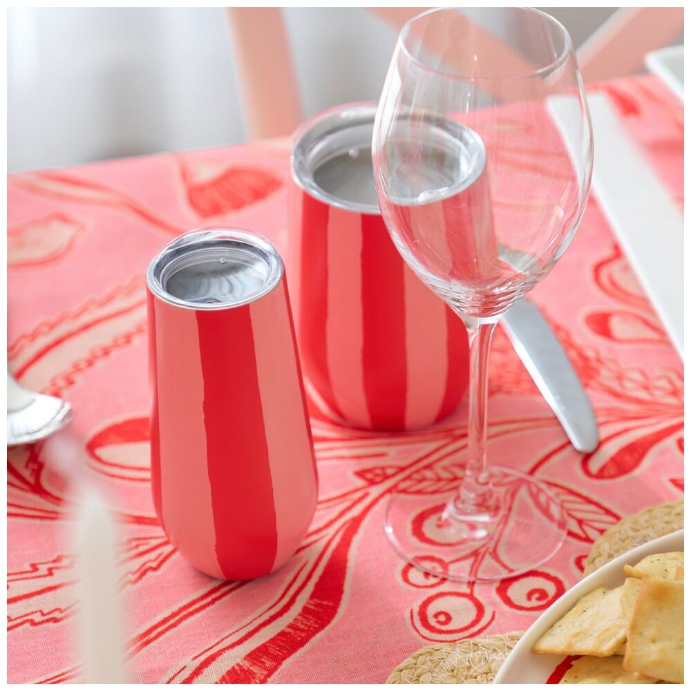 2PK Annabel Trends Drink Tumbler Double Walled Red & Pink Stripe 350ml