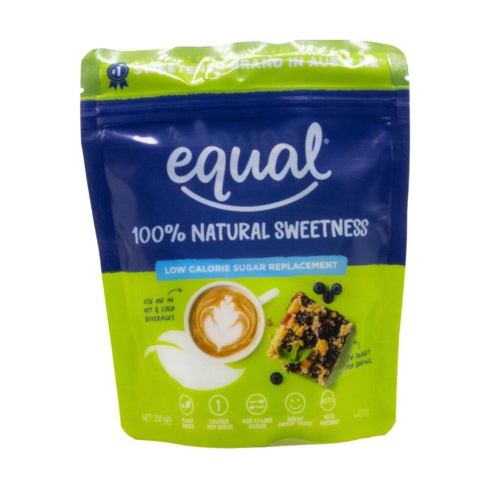 12PK Equal 100% Natural Sweetness Low Calorie Sugar Replacement 200g White