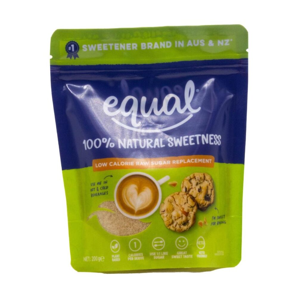 12PK Equal 100% Natural Sweetness Low Calorie Sugar Replacement 200g Raw