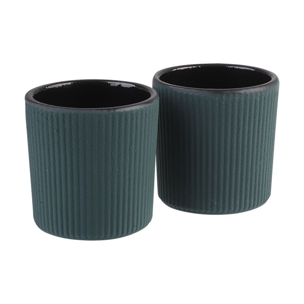 2x 2pc Teaology Cast Iron Heat Retaining Tea Cup Set Serenity Teal 120ml