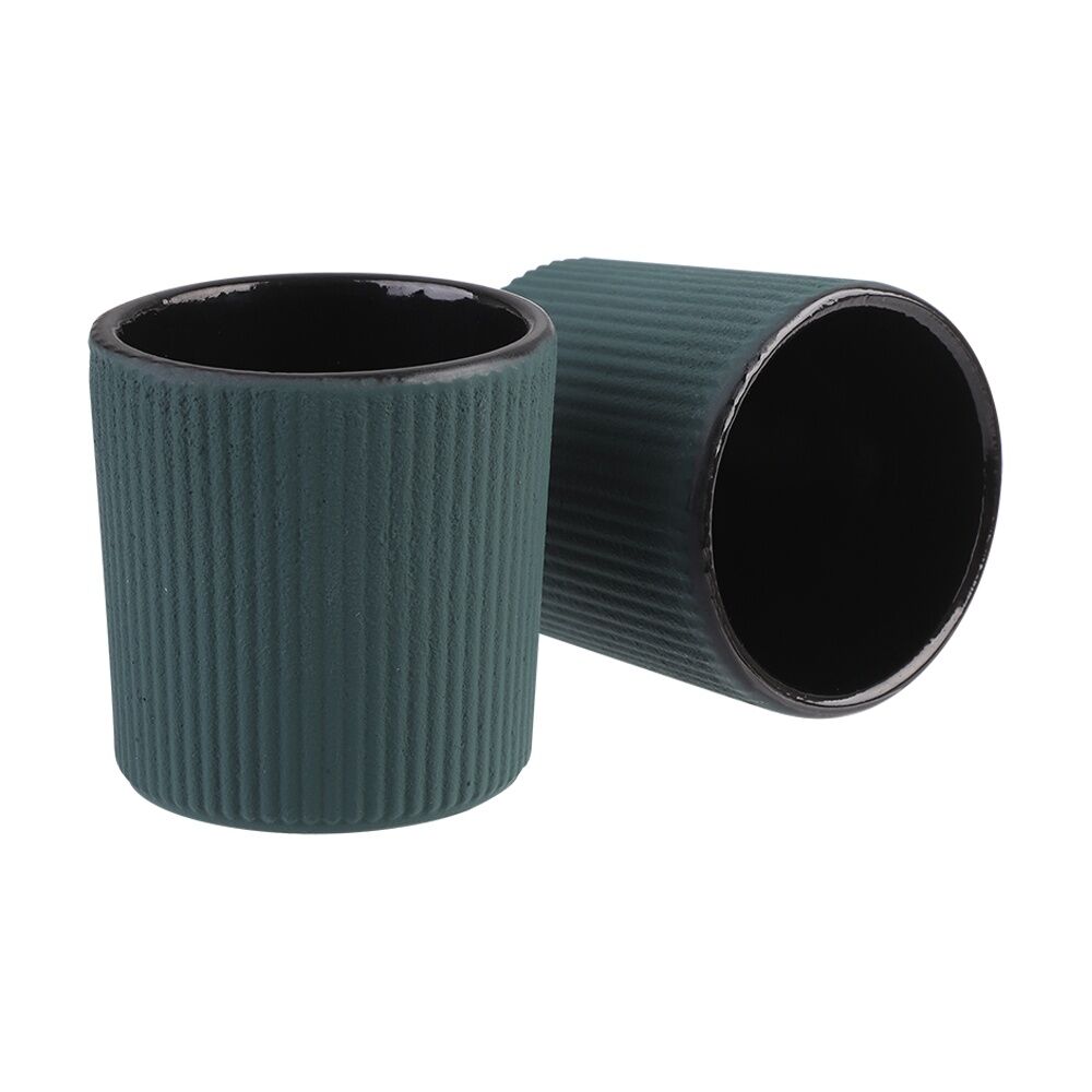 2x 2pc Teaology Cast Iron Heat Retaining Tea Cup Set Serenity Teal 120ml