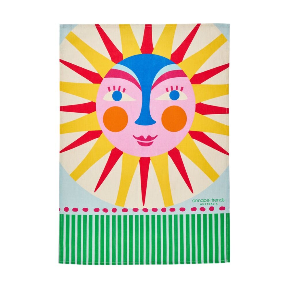 2PK Annabel Trends Kitchen Tea Towel Fiesta Sun Print 100% Cotton 70x50cm