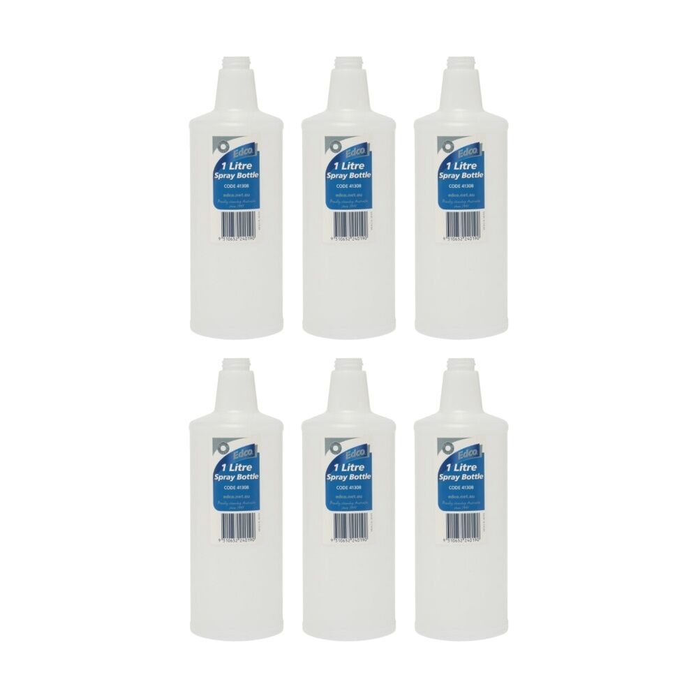 6PK Edco Large Diameter Moulded Measurement Reusable Spray Bottle 1L