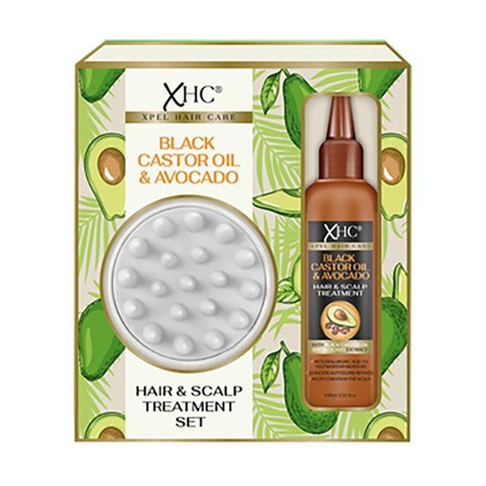 6PK XPel XHC Hair & Scalp Treatment Set W/ Massager Black Castor Oil