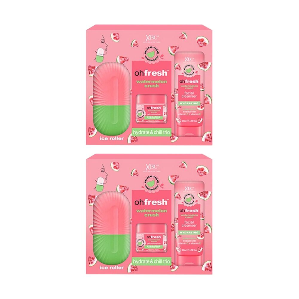 2PK Oh Fresh Hydrate/Chill Skincare Set Ice Roller/Moisturiser/Facial Cleanser