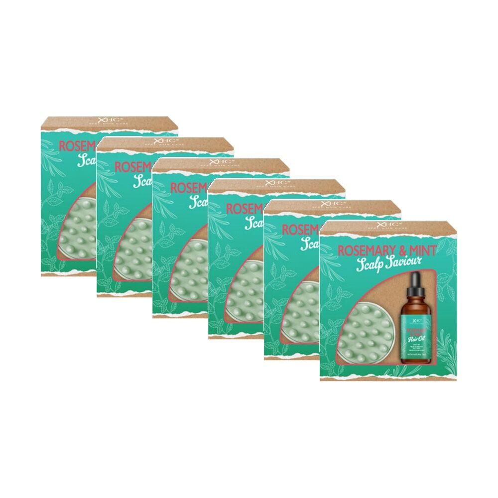 6PK XPel XHC Scalp Saviour Hair Treatment Set W/ Oil & Massager Rosemary Mint