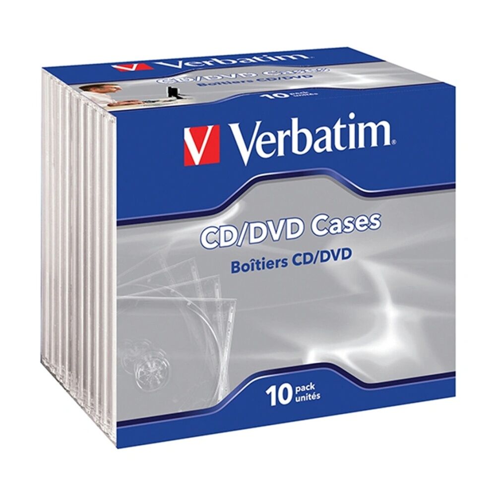 10 x 10pc VERBATIM Jewel Disc Storage Cases Holders CD/DVD Compatible