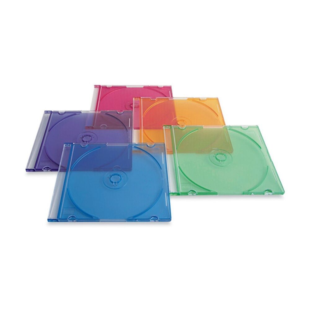2 x 25pc VERBATIM CD/DVD Coloured Slim Storage Cases Disc Holders Multicolour