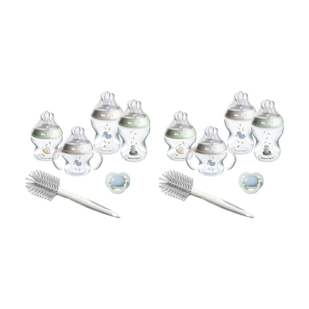 2PK Tommee Tippee Natural Start Newborn Starter Set W/ Anti-Colic Bottles Pond