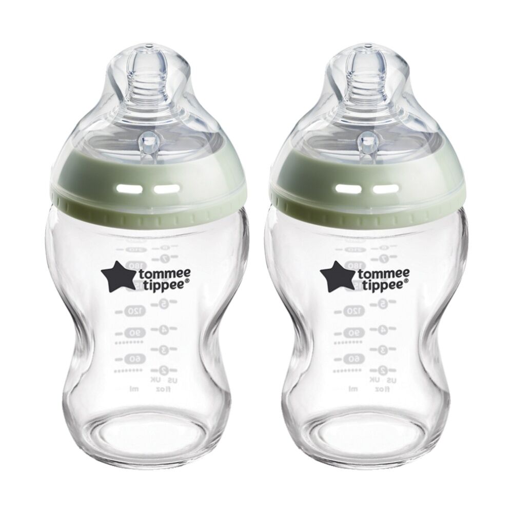 2PK Tommee Tippee Natural Start Glass Anti-Colic Baby Bottle Slow Flow 0m+ 250ml