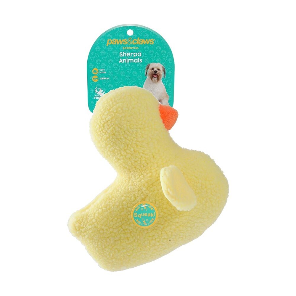 6x Paws And Claws Soft Plush Sherpa Animals Dog Chew/Cuddle Squeaker Toy Assorted