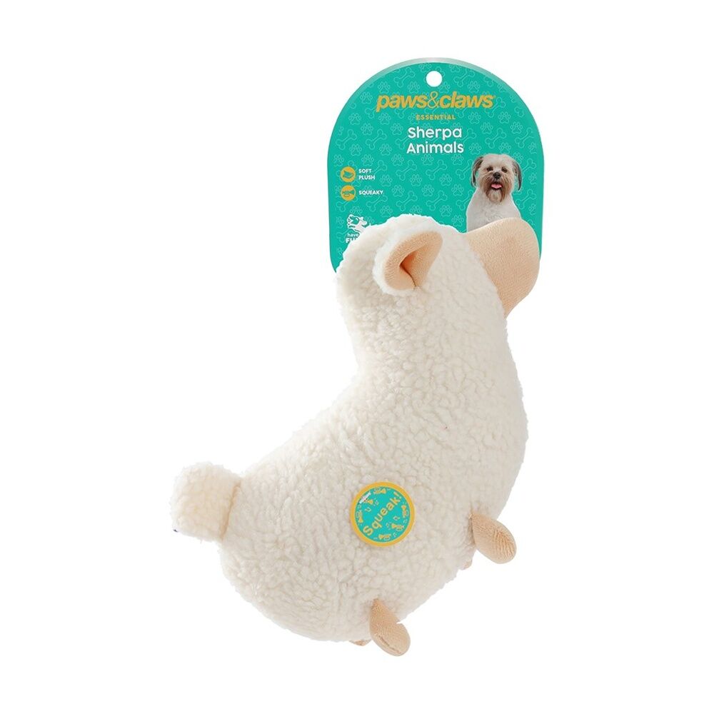 6x Paws And Claws Soft Plush Sherpa Animals Dog Chew/Cuddle Squeaker Toy Assorted