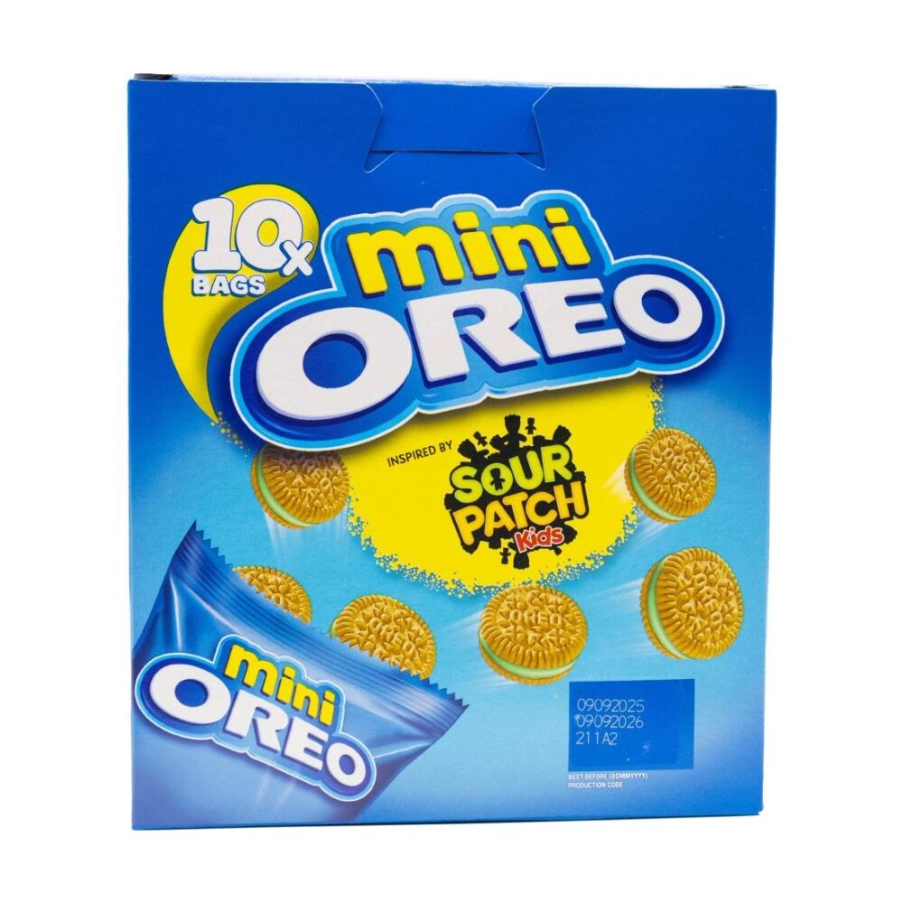 8x 10pc Mini Oreo Biscuit Snacks W/ Sour Patch Kids Lime Inspired Creme 204g