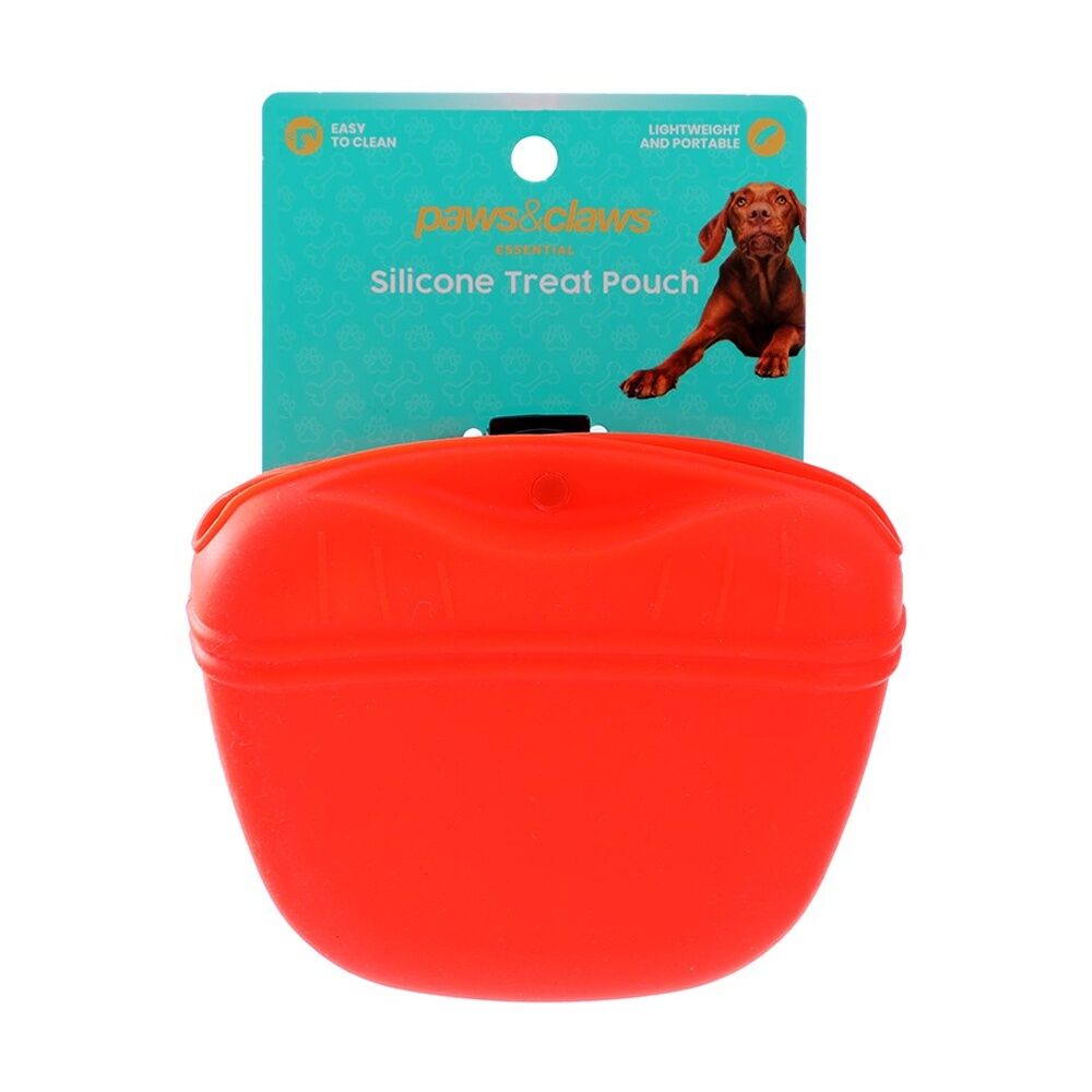 12x Paws And Claws Lightweight Portable Pet Dog/Cat Silicone Treat Pouch Red