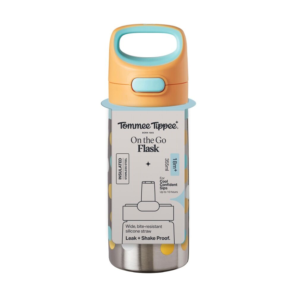 Tommee Tippee On The Go Stainless Steel Insulated Bottle 18m+ 355ml Assorted