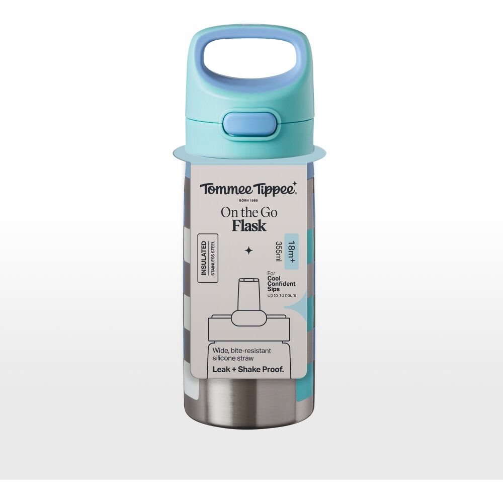 Tommee Tippee On The Go Stainless Steel Insulated Bottle 18m+ 355ml Assorted