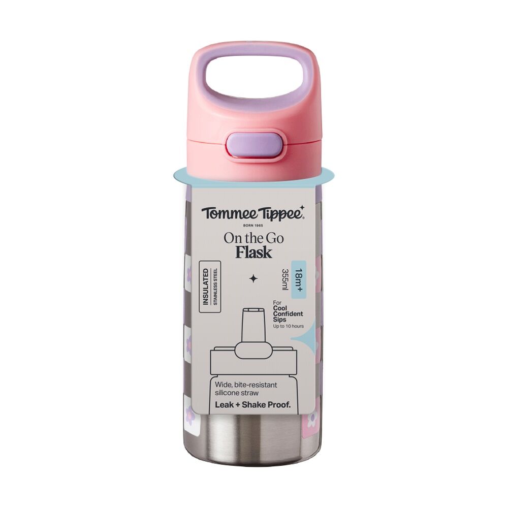 Tommee Tippee On The Go Stainless Steel Insulated Bottle 18m+ 355ml Assorted