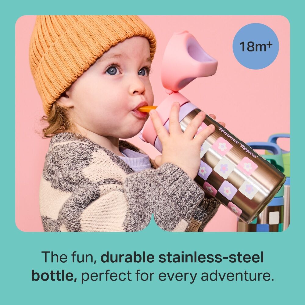 Tommee Tippee On The Go Stainless Steel Insulated Bottle 18m+ 355ml Assorted