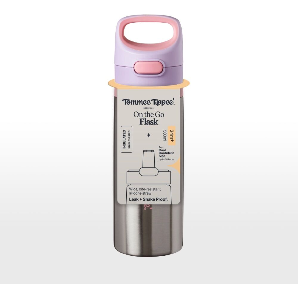 Tommee Tippee On The Go Stainless Steel Insulated Bottle 24m+ 500ml Assorted