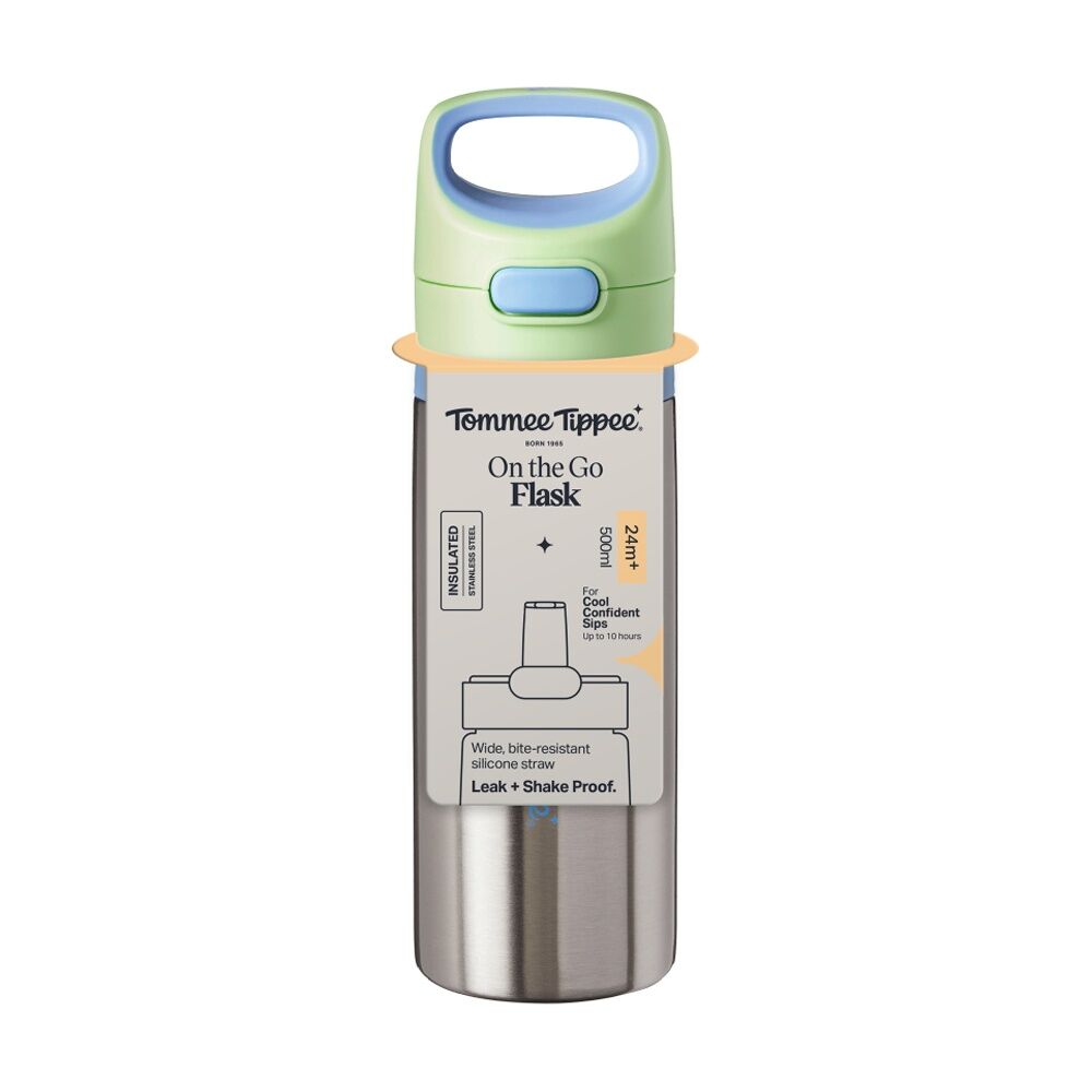 Tommee Tippee On The Go Stainless Steel Insulated Bottle 24m+ 500ml Assorted