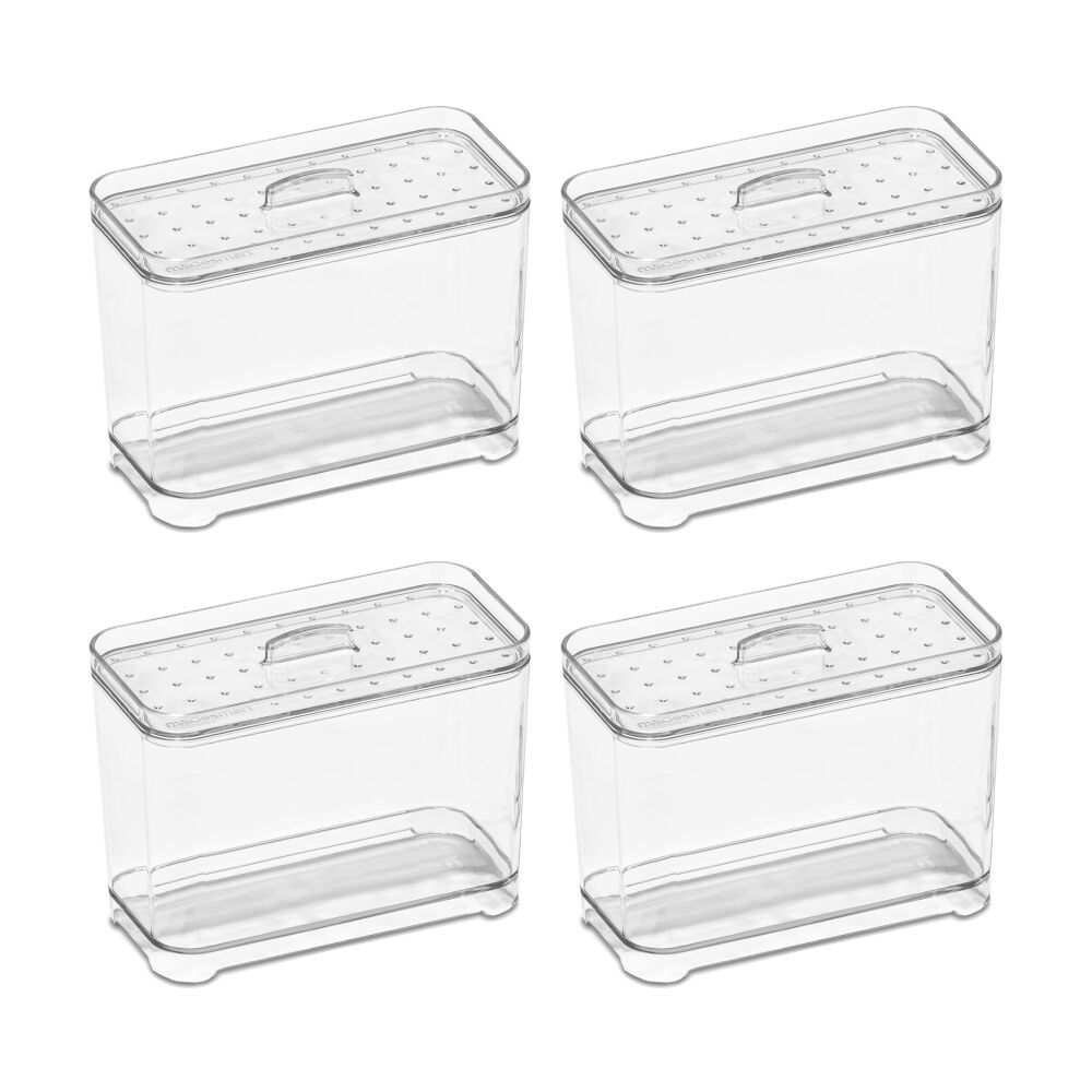 4PK Madesmart Cotton Ball Holder Clear Plastic Storage Container 30cm