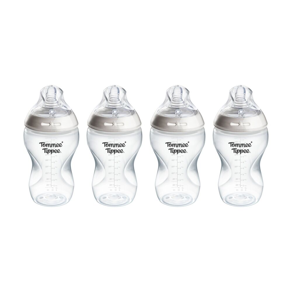 4PK Tommee Tippee Natural Start Clear Silicone Teat PP Baby Feeding Bottle 340ml