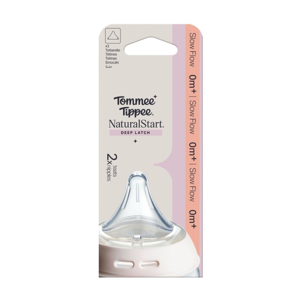 2x 2pc Tommee Tippee Natural Start Triangular Anti-Colic Breast Teats Slow 0m+
