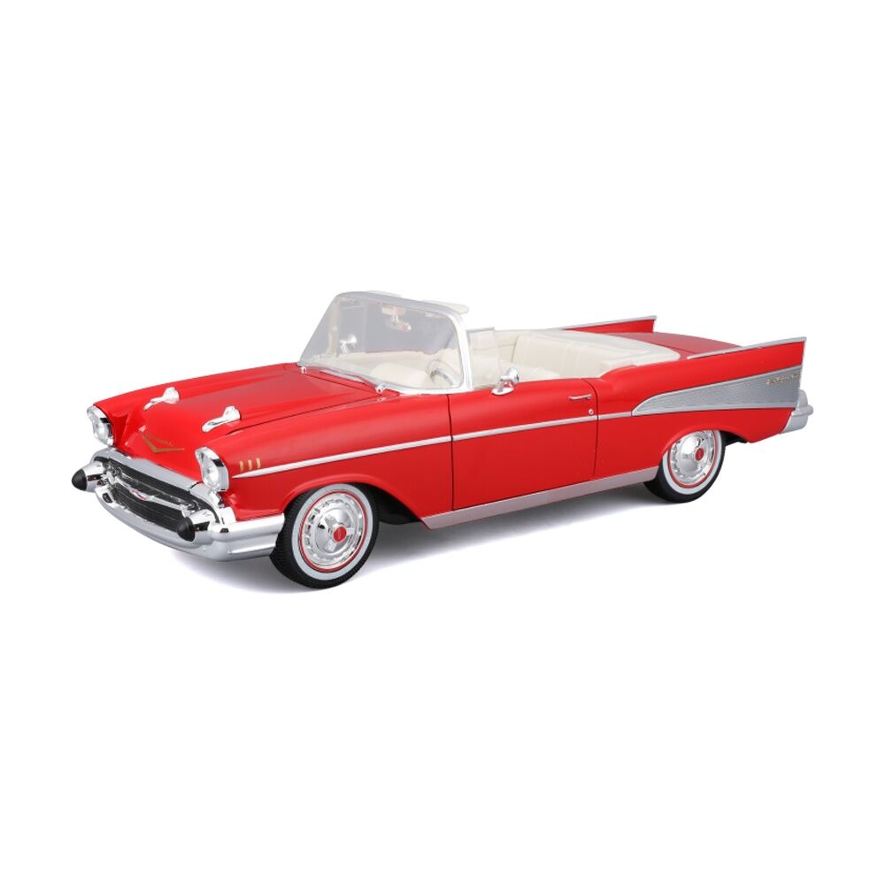 Maisto 1957 Chevrolet Bel Air Convertible Diecast Model Car Replica Red