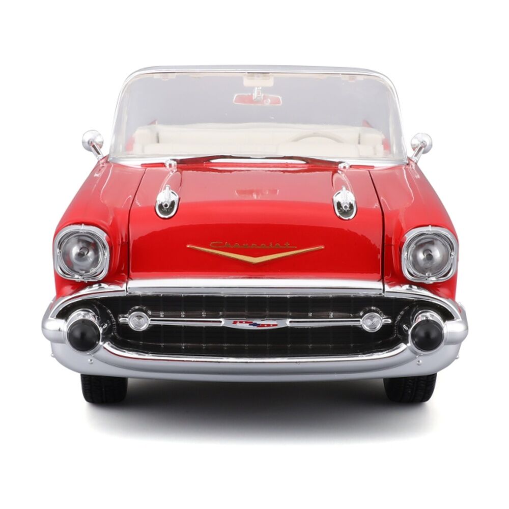 Maisto 1957 Chevrolet Bel Air Convertible Diecast Model Car Replica Red