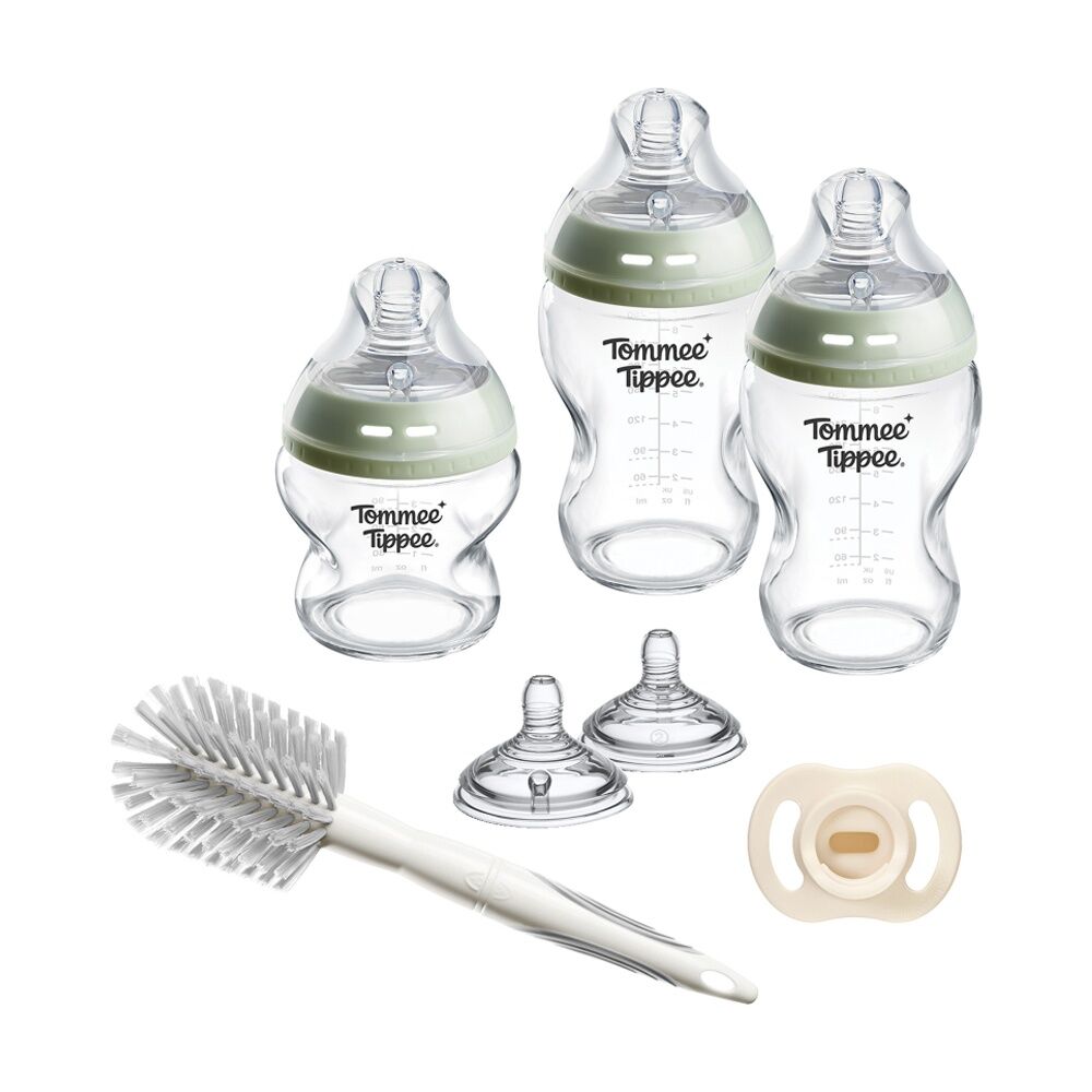 Tommee Tippee Natural Start Glass Baby Bottle Soother Set Clear