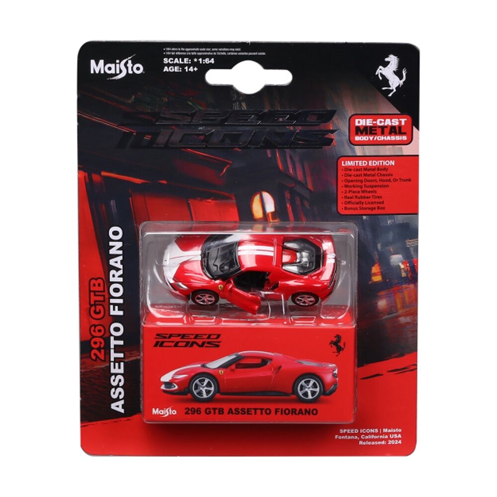 2x 2pc Maisto Speed Icon Diecast Set 296 GTB Assetto Fiorano Model Cars