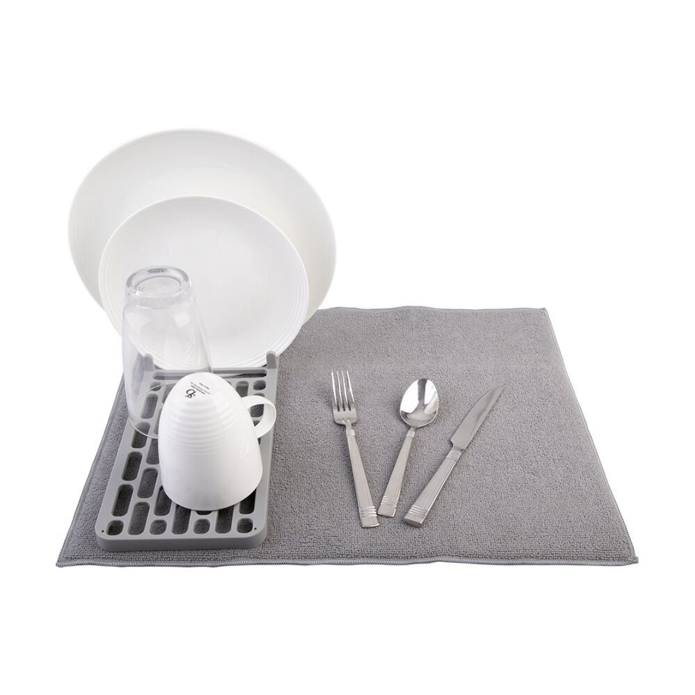 D.Line Foldable Kitchen Drying Mat W/ Removable Rack Grey 50x38cm