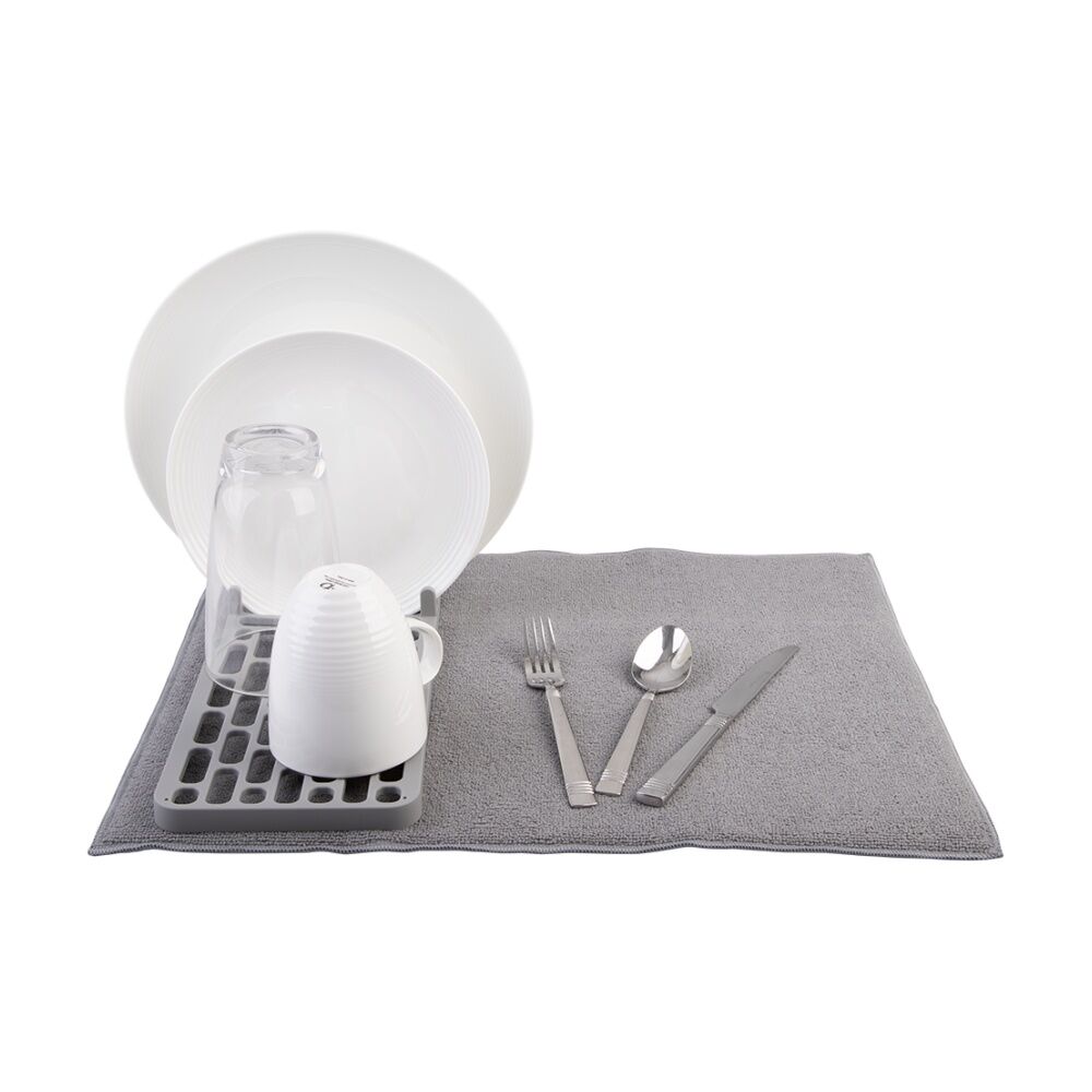 D.Line Foldable Kitchen Drying Mat W/ Removable Rack Grey 50x38cm