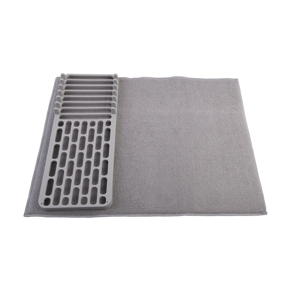 D.Line Foldable Kitchen Drying Mat W/ Removable Rack Grey 50x38cm