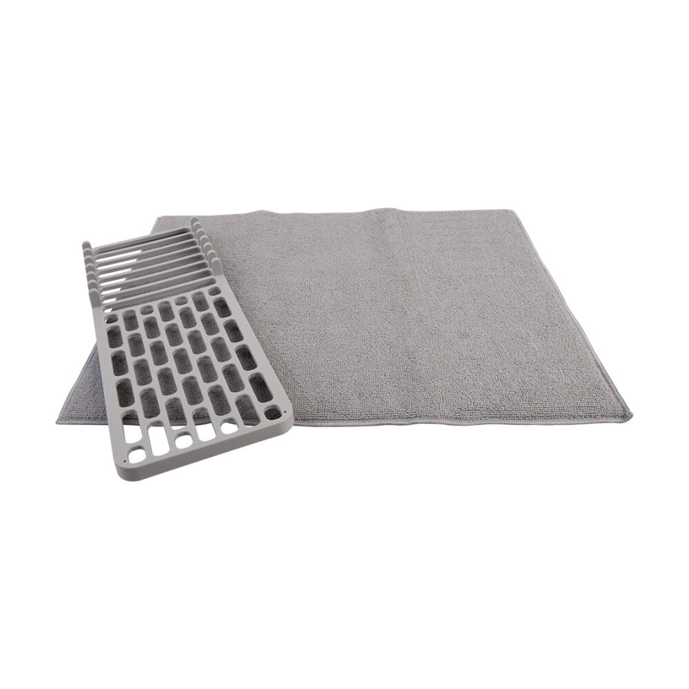 D.Line Foldable Kitchen Drying Mat W/ Removable Rack Grey 50x38cm