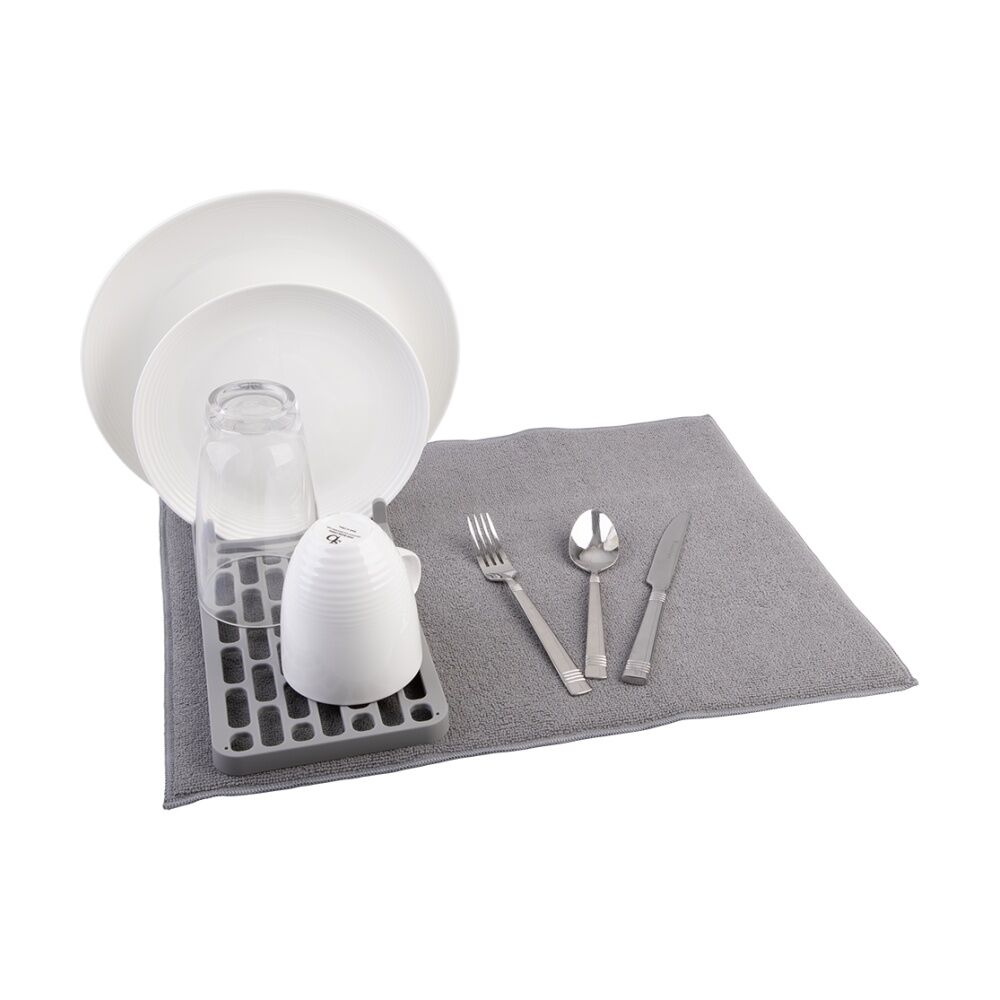 D.Line Foldable Kitchen Drying Mat W/ Removable Rack Grey 50x38cm