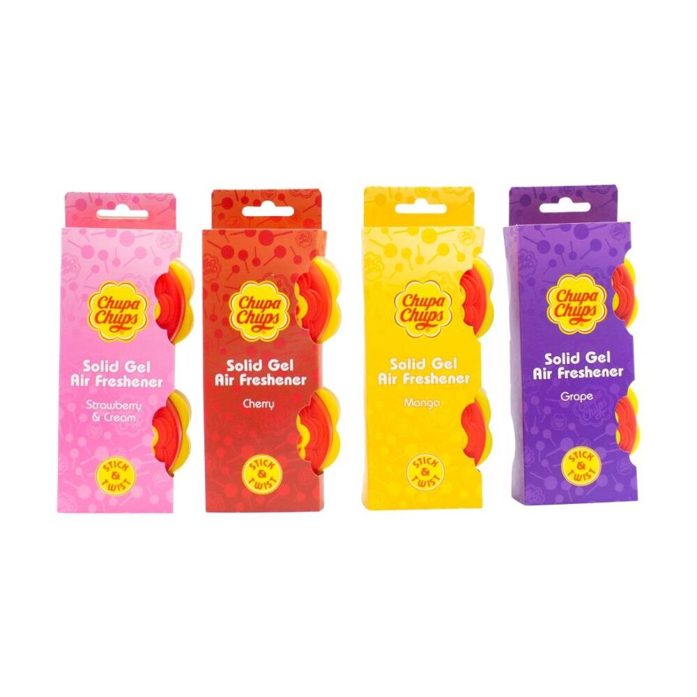 6x 2pc Chupa Chups Solid Gel Air Freshener Set Assorted Scents 40g