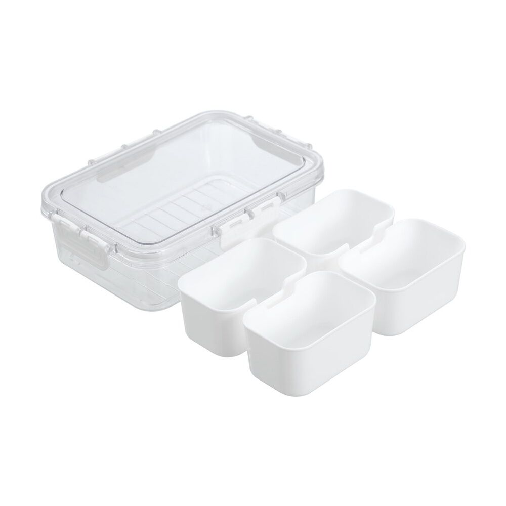 12PK Lemon And Lime Snackal Box 4 Section Reusable Food Container 24x17x6.8cm