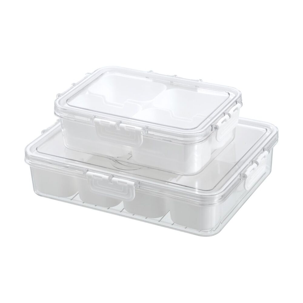 12PK Lemon And Lime Snackal Box 4 Section Reusable Food Container 24x17x6.8cm