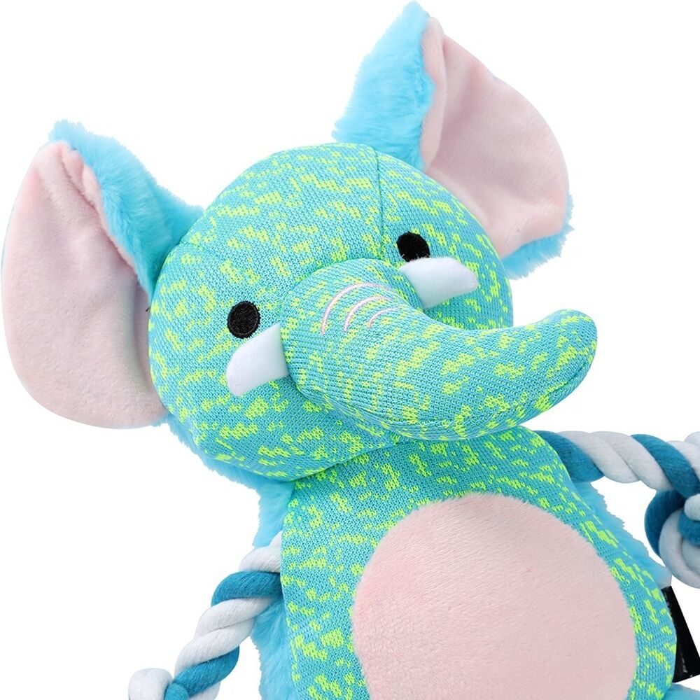 3x Paws And Claws Rope Buddy Fly-Knit Animals Dog Chew/Tug Squeaker Toy Assorted