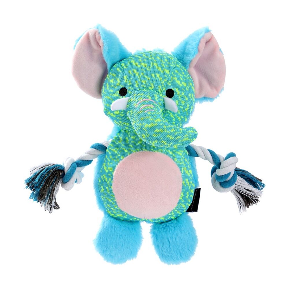 6x Paws And Claws Rope Buddy Fly-Knit Animals Dog Chew/Tug Squeaker Toy Assorted