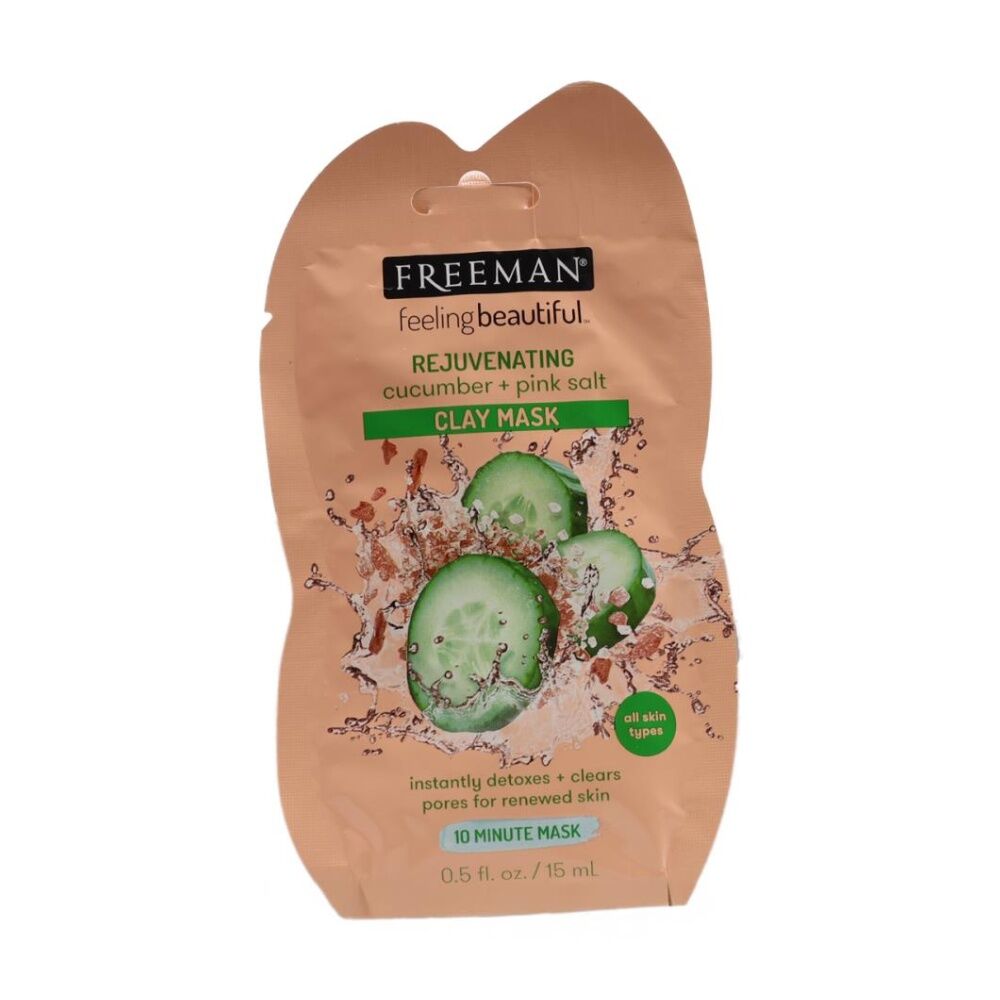 12PK Freeman Rejuvinating Facial Clay Mask All Skin Types Cucumber & Pink Salt