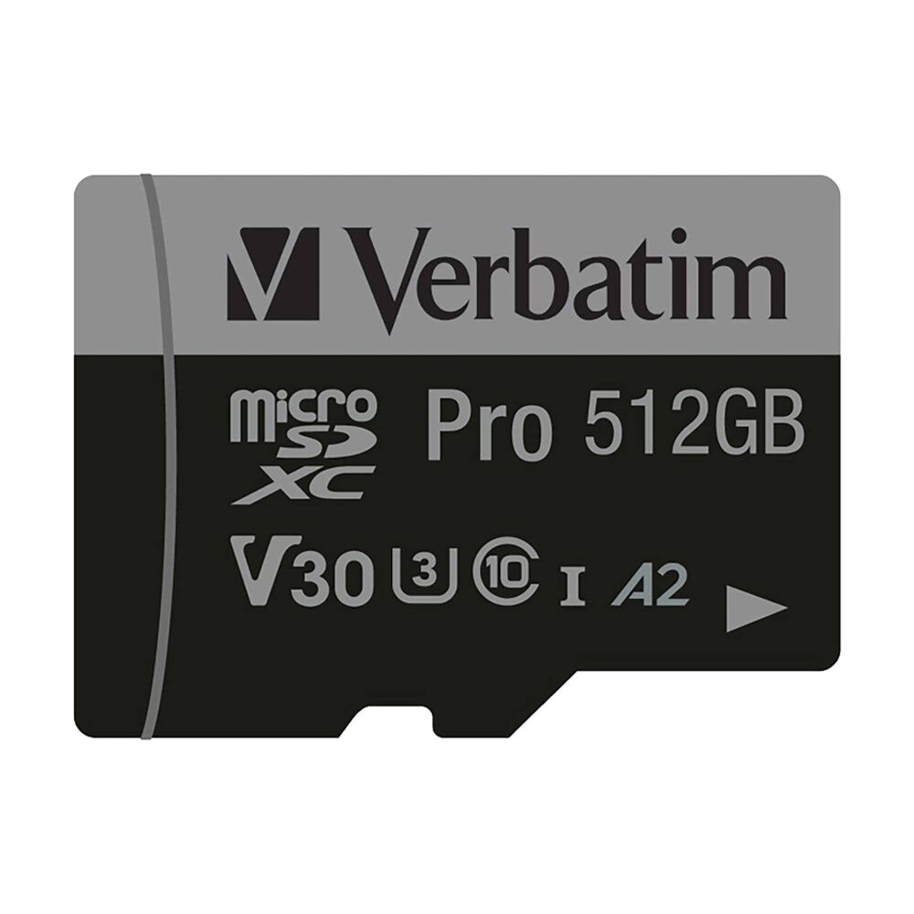VERBATIM Pro Micro SDXC Card (Class 10 UHS-I U3) w/ Adaptor 512GB