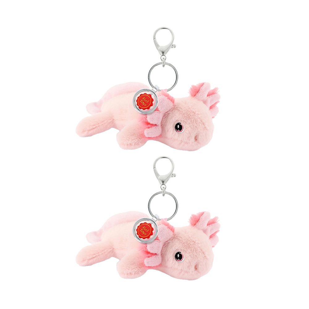 2x Keeleco 100% Recycled Material Plush Bag Charm Keychain Accessory Axolotl