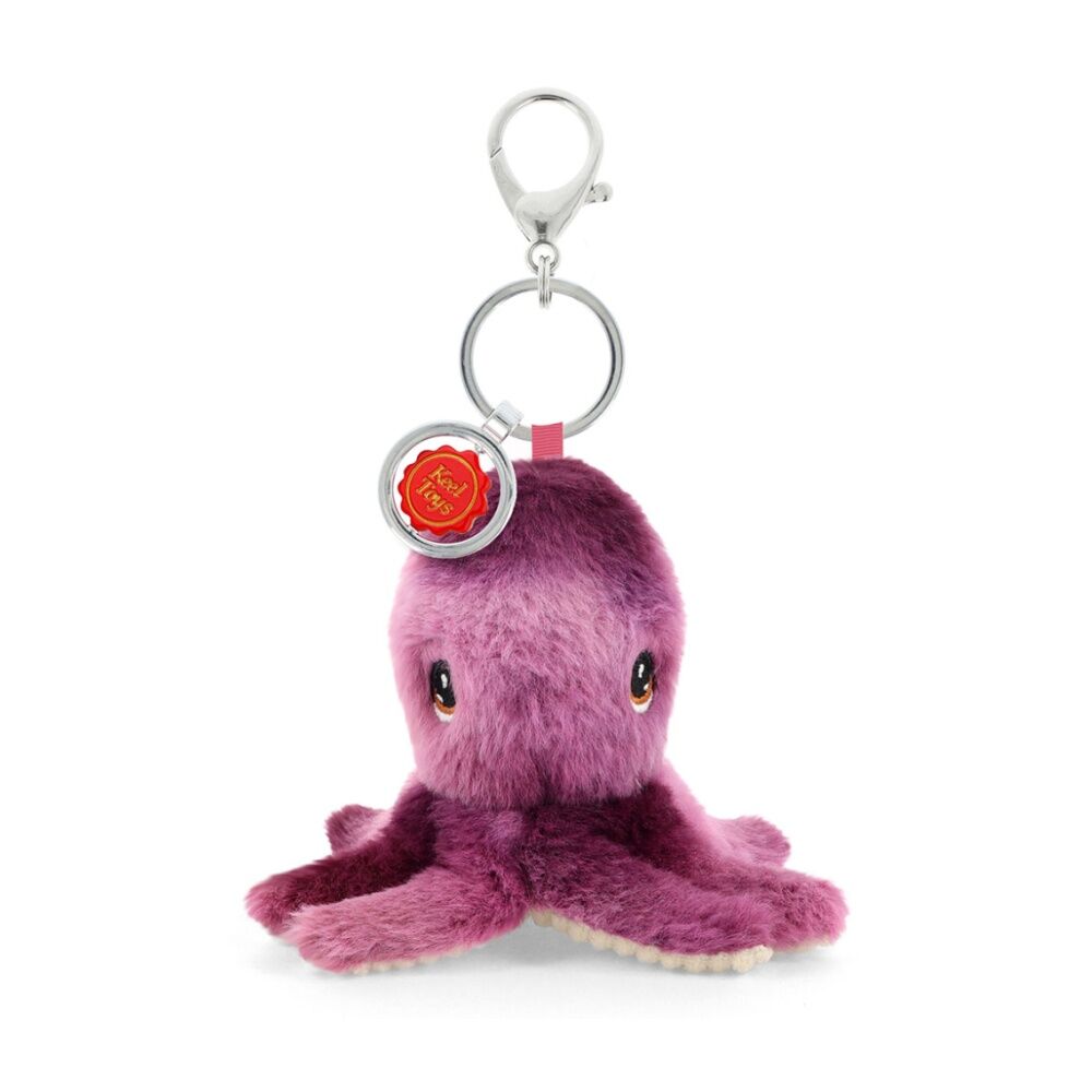 Keeleco Recycled Material Plush Bag Charm Keychain Accessory 8x6cm Octopus