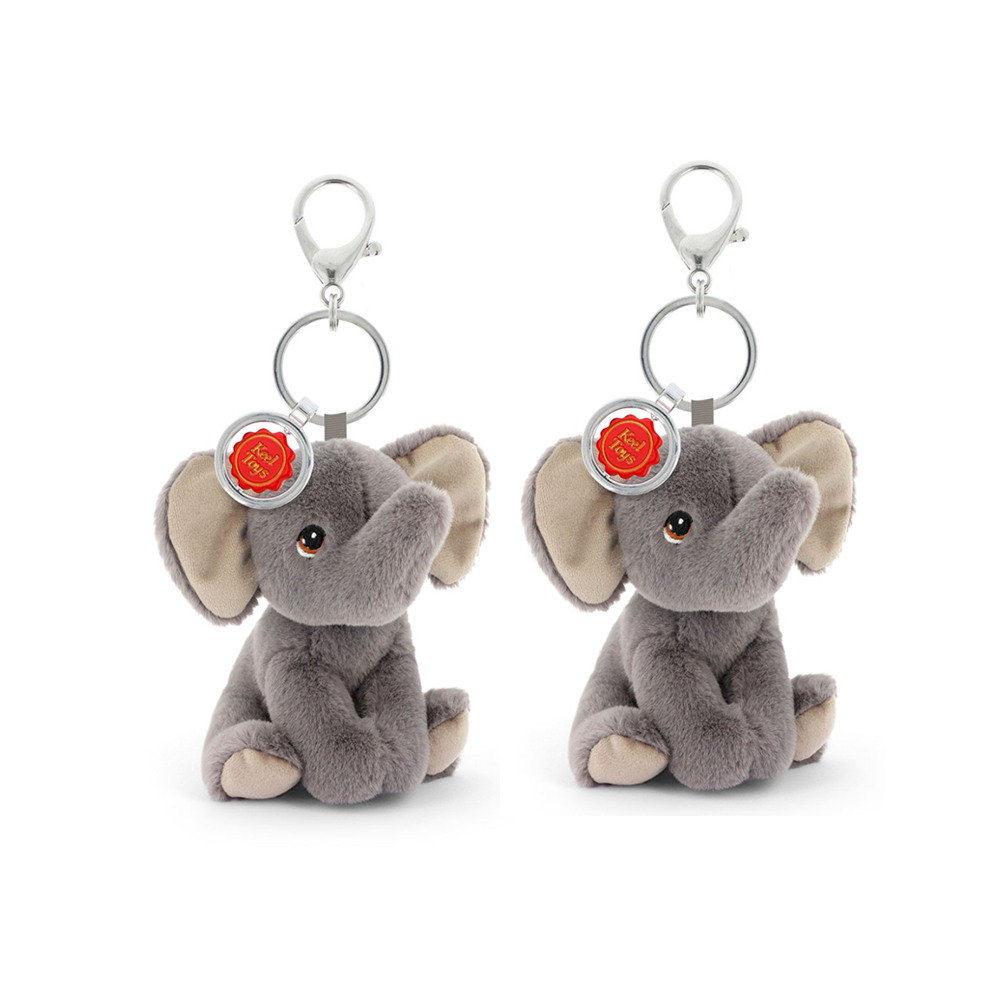 2x Keeleco Recycled Material Plush Bag Charm Keychain Accessory 8x6cm Elephant