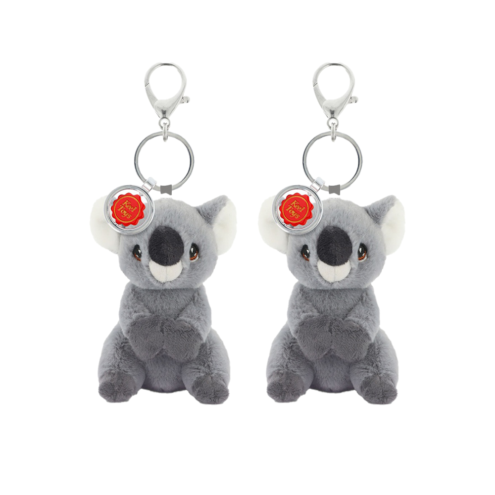 2x Keeleco Soft Plush Toy Grey Bag Charm Keychain Accessory Koala