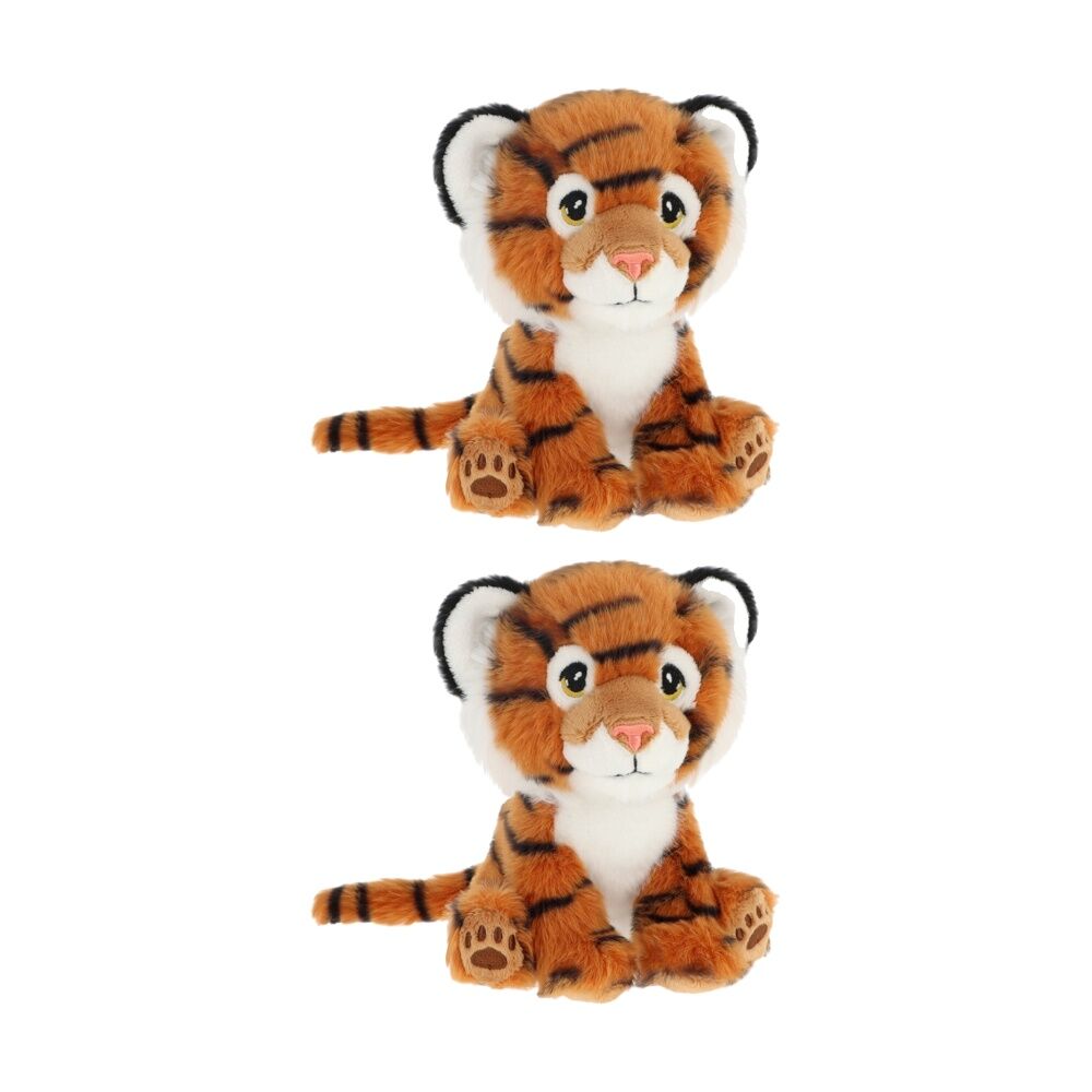 2x Keeleco 100% Recycled Material Weighted Delux 30cm Animal Plush Toy Tiger