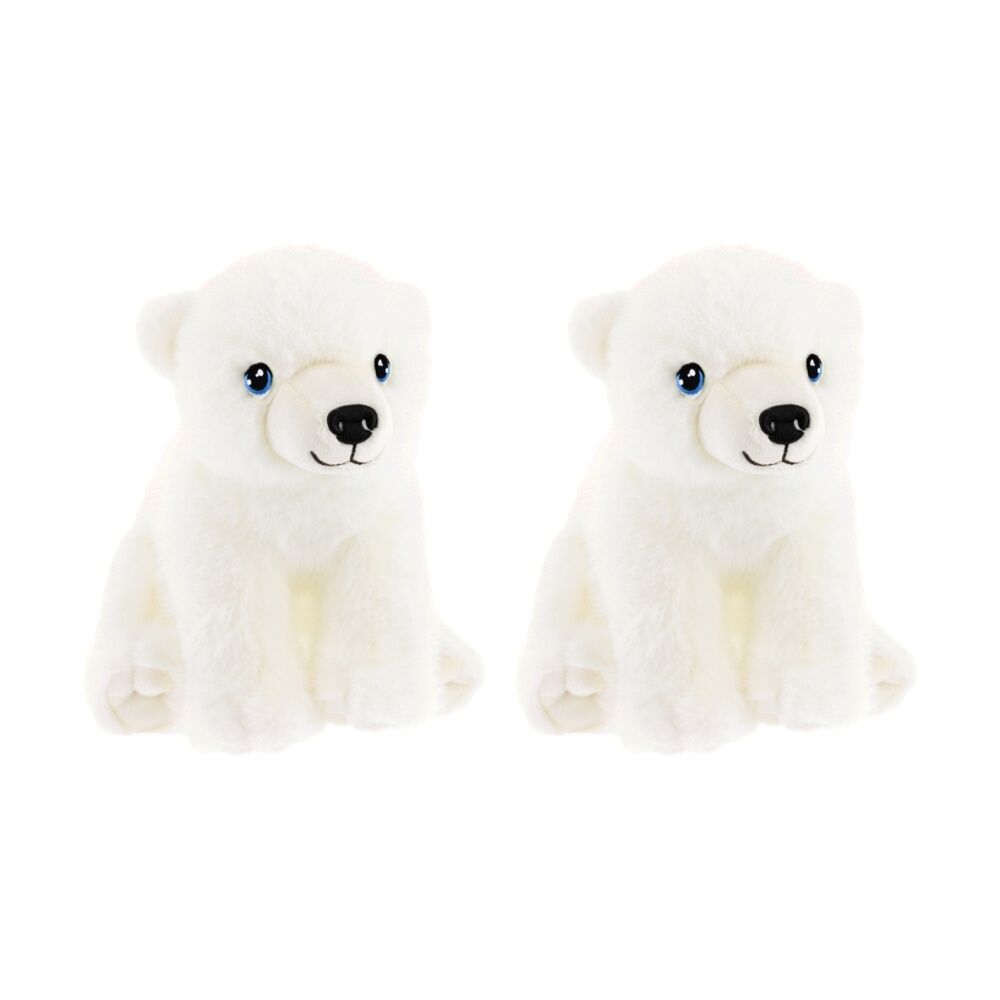 2x Keeleco Delux Plush Toy Soft White Stuffed Animal Blue Eyes Polar Bear
