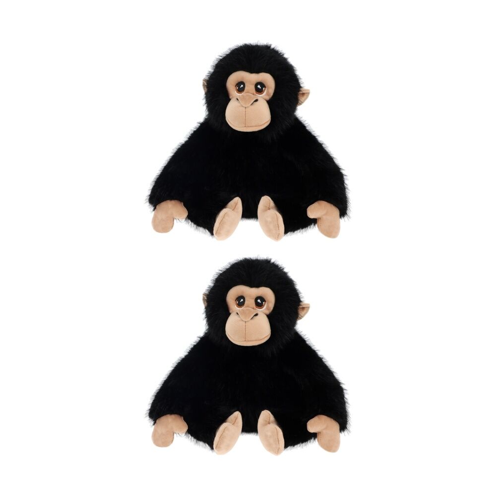2x Keeleco Delux Plush Toy Soft Black/Beige Cuddly Stuffed Animal Chimp